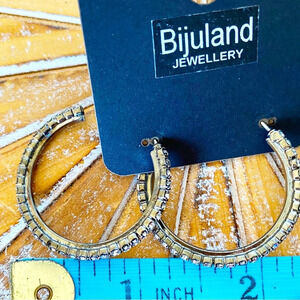 NWT Medium Sized Hoops with Clear Crystals